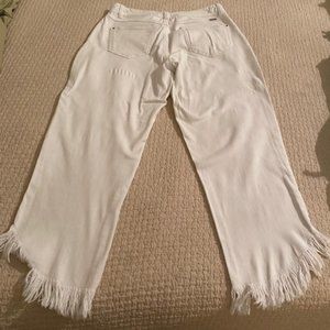 Inc. Womens White Frayed Ankle Jeans